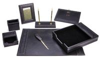 Majestic Goods Office Supply Leather Desk Set, Black (W934)
