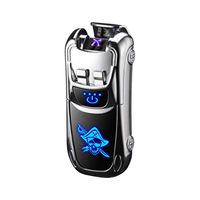 Dual Arc Lighter Double Arc Plasma Lighter USB Rechargeable Windproof Flameless Electronic No Gas Good for Cigar Candle Cigarette Pipes (Silver Pirate)
