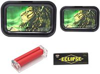 Eclipse Rasta Lion Design 4pc Handy Durable Metal Rolling Tray Kit Gift Set