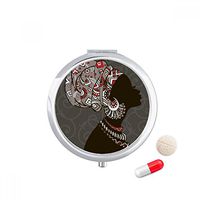 African Black Women Aboriginal Headdress Travel Pocket Pill case Medicine Drug Storage Box Dispenser Mirror Gift