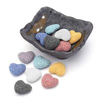 Top Plaza Lava Rock Stone Aromatherapy Essential Oil Diffuser Set Square Ceramic Fragrance Perfume Ware Bowl with 14Pcs Heart Shape Lava Stone Beads