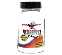 Natural Acidophilus 450mg - 500 Million Live Active Cultures/No Refrigeration Needed * 200 Capsules 100% Natural - by EarhNaturalSupplements