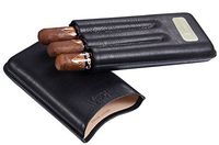 Personalized 3 Finger Leather Visol Cigar Case with Engraved Plate