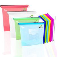 Pristi Reusable Silicone Food Bags and Silicone Straws|Set of 4 Food Grade BPA Free Airtight Seal, Versatile Leak-Proof Silicone Storage Bags & 6 Reusable Silicone Straws & Brush