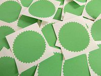 Minilabel 64mm Serrated Edge , Certificate Wafer Company Seal Labels , Stickers For Embossing , Awards & Rewards Green