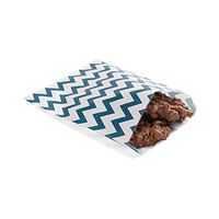 Disposable Paper Bags, Cookie Bags, Deli Bags, Bakery Bags - White with Navy Blue Zig Zags - 7" x 5" - 100ct Box - Restaurantware