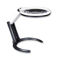 10X Magnifiers HD Optical Large Lens Pluggable Battery Rechargeable Foldable Handheld Desktop Magnifying Glass With LED Light for Old Man Reading Mobile Phone Repair Desk Lamp Portable White Lens13.8c