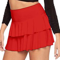 Teresamoon-Dress Women Sexy High Waist Mini Short Skirts Summer Pleated Skirts Casual Loose Party Dresses Red