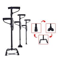 Nurth Canes Adjustable Walking Canes 4 Wheel Crutches Assisted Standing Lightweight Stable Self Standing Walking Stick Versatile Stabilizing Hand Crutch T Handle with LED Light Black