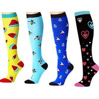 BstAmzStore Medical&Sport Compression Socks Women Men, 2/4/7Pair 20-30mmhg Women's Varicose Veins Edema Diabetic Running Compression Socks for Nurse Pregnancy Travel Flying (4Pair-Color 2, L/XL)