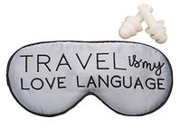 Travel Is My Love Language Silk Sleep Mask with Elastic Strap and Earplugs