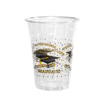 Party Essentials N162094 Soft Plastic Cup, 16-Ounce Capacity, Graduation Printing (Case of 500)