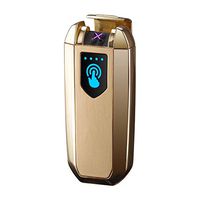 LINGAN Dual Arc Plasma Lighter USB Lighter Touch Switch Electric Creative Rechargeable Windproof Flameless Butane Free Lighter Good for Cigar，Cigarette (Glod)