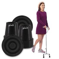 Pivit Quad Cane Replacement Tips | Black | Pack of 4 | Rubber Ends Fit Any 3/4" Small & Large Base Feet | Upgrade Your Walking Sticks Accessories With Traction | Flex For Cushioning & Shock Absorption
