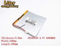 3.7V 4000mAh 30100100 Lithium Polymer Ion Rechargeable Battery Lithium Polymer Li-Po Battery for MP4 GPS MP3 Bluetooth Stereo DIY Gift