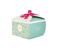 Craft Gift Boxes 10pcs Cake Boxes Party Favor Treats Boxes Cookies Goodies Bakery Small Floral Pattern with Ribbon Bow Box,Green,10 Pack,14.5x14.5x9 cm