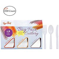Tiger Chef 1200 Count White Plastic Disposable Cutlery Set BIG Combo Box Flatware Set Includes: 400 Forks 400 Spoons 400 Knives BPA-Free (White 1200 Pack)