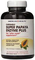American Health Super Papaya Enzyme Plus Chewable Tablets, Natural Papaya Flavor - Promotes Digestion & Nutrient Absorption, Contains Papain & Other Enzymes - 360 Count, 120 Total Servings