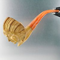 Meerschaum Estate Finish Indian Chief Tobacco Pipe Full Bend by Paykoc M99056