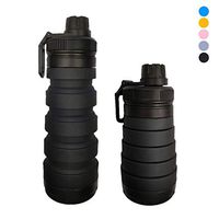 Collapsible Water Bottle, BPA Free Water Bottle with Supplement Pill Case. Safe - Made of 100% Food Grade Silicone, FDA Approval. Portable - Perfect for Work,Travel,Gym, Running, Hiking.750ml