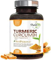 Turmeric Curcumin 95% High Potency Curcuminoids 1950mg with Bioperine Black Pepper for Best Absorption, Made in USA, Best Vegan Joint Support, Turmeric Pills by PureTea - 180 Capsules