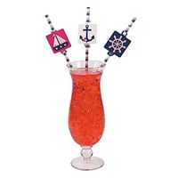 Fun Express - Nautical Girl Paper Straws for Birthday - Party Supplies - Drinkware - Straws - Birthday - 24 Pieces