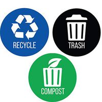 iTouchless Trash Stickers Premium Vinyl Decals for Trash Can; 3" Round Waterproof, Reusable (Set of 3); Indoor/Outdoor