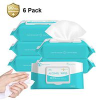 Vicksune Alcohol Wipes for Adult,Large Wet Wipes(7.2"x6"),75% Soft Alcohol Wipes for All-Purpose Cleaning 6pack