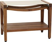 AquaTeak Patented 24" Asia Sling Teak Shower Bench with Shelf (Taupe Sling)