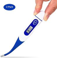 2-Pack Digital LCD Body Thermometer, Blue Electronice Thermometer with Soft Head for Adults Infant Baby Oral Rectal Underarm Fever Temperature - ° C Reading Only