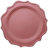 Posh Setting Festive Collection Pink Plates Scalloped Medium Weight Plastic Pink Colored 8 inch Party Plates (12 Pack)