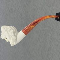 Meerschaum Lion with Mane Tobacco Pipe Full Bend by Paykoc M01143