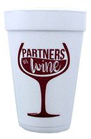 16 oz Party Cups, Partners In Wine, Burgundy Print, 10 Cups.