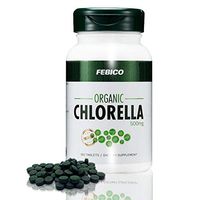FEBICO Premium Organic Chlorella Tablets- Vegan, Best Green Superfood, Non-GMO, High Dietary Fiber, Rich Protein- USDA, Naturland, Halal Certified- 500mg, 180 Counts, 30 Days