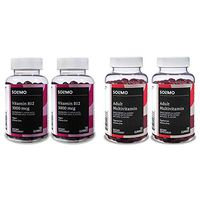 Amazon Brand - Solimo Vitamin B12 3000 mcg, 100 Gummies, 2 Gummies per Serving (Pack of 2) & Solimo Adult Multivitamin, 300 Gummies, 75-Day Supply (Pack of 2)