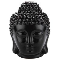 Tvoip 1PCS Ceramic Buddha Head Essential Oil Burner with Candle Spoon, Aromatherapy Wax Melt Burners Oil Diffuser Tealight Candle Holders Buddha Ornament for Yoga Spa Home Bedroom Decor Gift (Black)