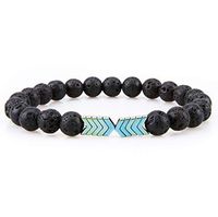 Bivei Essential Oil Diffuser Bracelet, Lava Rock Stone Bead Hametite Therapy Arrow Bracelet-Green
