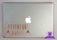 Overly Attached Decals Adventure Awaits Mountains Vinyl Decal Sized to Fit A 11" Laptop - Copper Metallic