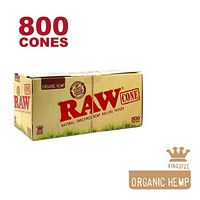 RAW 800 Organic King Size Hemp Cones - W Gallery Box - 109mm Pre Rolled Cones, 26mm Filter Tips, Pure Natural Unbleached Unrefined Rolling Papers, Bulk Pack Bundle, Compare Elements 110mm KS