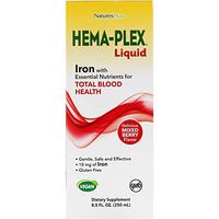 NaturesPlus Hema-Plex Liquid Iron - 18 mg Iron , 8.5 Fl Oz - Iron With Essential Nutrients For Total Blood Health - Vegan, Vegetarian, Gluten-Free - 25 Servings, 8.5 Fl Oz (Pack of 1)