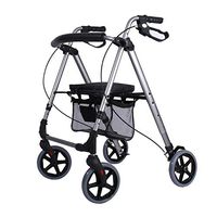 Four Wheel Walker Aluminum Walker 4 Wheels Drives Trolley and Backrest Seat