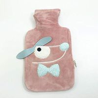 Cartoon Flannel Water Injection hot Water Bottle Female Cute Student Dormitory Mini Portable Explosion-Proof Hand Warmers Warm Water Bag, Pink Glasses [1000ml]