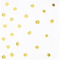 White and Gold Foil Dot Beverage Napkins, 48 ct