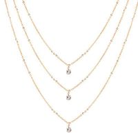 Meolin Layered Necklace Crystal Rhinestone Necklaces,Golden,42cm/47cm/52cm