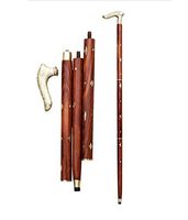 WhopperIndia Handmade Folding Walking Cane/Rule with Round Brass Tip (Brass), Walking Cane with Comfort Grip Handle, Walking Stick Brown Color Size Height 37 Inch