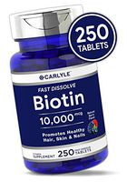 Biotin 10000mcg | 250 Fast Dissolve Tablets | Max Strength | Hair, Skin, and Nails Supplement | Vegetarian, Non-GMO, Gluten Free | by Carlyle