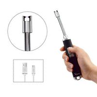Arc Lighter - Vgate USB Rechargeable Flameless Windproof Lighter, 360° Long Flexible Neck, Safety Switch No Spark & Smell Candle Lighter for Grill, BBQ,Camping, Home, Kitchen (Black)