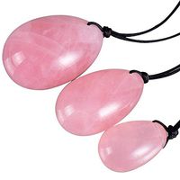 GEKFD Jade Stone Egg Yoni Eggs, Massage Kegel Eggs 3PCS Natural Crystal Beads Chakra Healing Yoga Exercise Eggs to Train Pelvic Muscles Kegel Exercise (Rose Quartz)