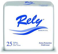 Rely Extra Protection Underwear Adult Pull-Up, Medium (34" - 44"), Pack of 25