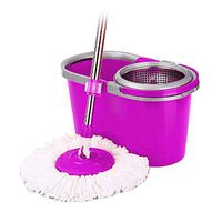 Mopping Rotary Mop Double Drive Household Mop Bucket Free Hand Lazy Tow Dry And Wet Cleaning Tool (Color : Purple, Size : 462625cm)